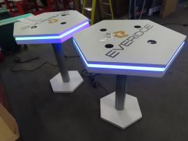 (2) Modified MOD-1465 Wireless Charging Tables with Programmable RGB LED Lights and Vinyl Graphics